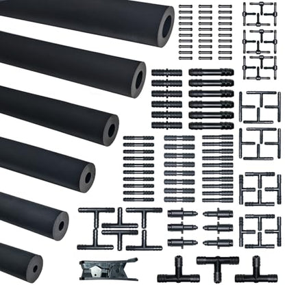 Unicaravan Silicone Vacuum Hose Kit 10FT 6PCS 1/8" 5/32" 3/16" 1/4" 5/16" 3/8" With Vacuum Connector 12 Sizes 113PCS,Tube Cutter,Matte Black Tubing,Automotive Marine & Industrial Use - size: 6Size(1/8"~3/8") - 10FT + Connector + tube cutter
