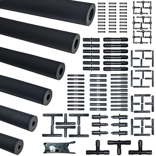 Unicaravan Silicone Vacuum Hose Kit 6.6FT 6PCS 1/8" 5/32" 3/16" 1/4" 5/16" 3/8" With Vacuum Connector 12 Sizes 113PCS,Tube Cutter,Matte Black Tubing,Automotive Marine & Industrial Use - size: 6Size(1/8"~3/8") - 6.6FT + Connector + tube cutter