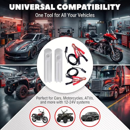 2 Sets Car Fuel Injector Cleaner kit, 12-24V Fuel Injector Flush Cleaner Adapte with Test Lead, No Disassembly Required Fuel Injector Cleaning Tool, for Car Motorcycle ATV (Red & Black)