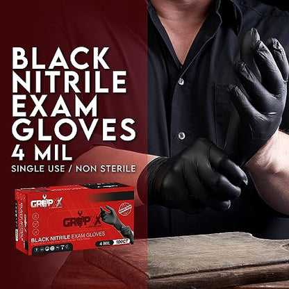 London Labs Black Nitrile Gloves Disposable Latex Free & Powder Free, 4 Mil Rubber Glove, Cleaning, Cooking, Mechanic(XS-XXL) - size: XX-Large, style: 100 Count