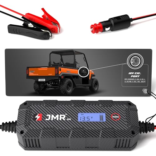 JMR 12V Battery Charger for Kubota, 12V Cig. Port, No Lithium Mode | Trickle Charger Conditioner Maintainer For RTV SIDEKICK B BX K KX L LX M MX U SCL SVL SSV R All Models - size: No Lithium Mode