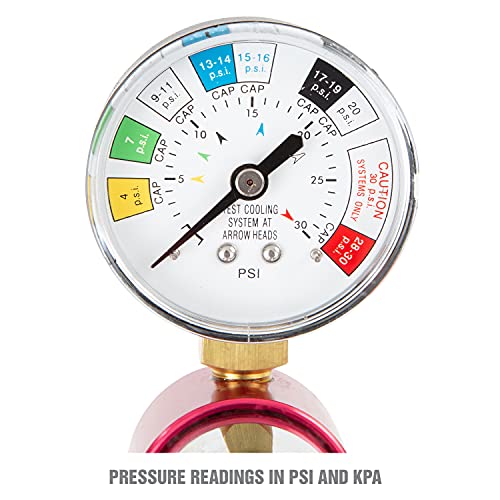 OEMTOOLS 27065 Radiator and Cap Test Kit, Pressure Tester for Coolant System, Tests Pressure Caps and Coolant Systems for Leaks, Works with Many Coolant Systems