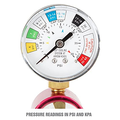 OEMTOOLS 27065 Radiator and Cap Test Kit, Pressure Tester for Coolant System, Tests Pressure Caps and Coolant Systems for Leaks, Works with Many Coolant Systems