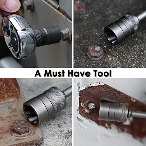 32 Pcs Bolt Extractor Kit, 1/4" & 3/8" Drive Impact Bolt & Nut Remover Set | for Damaged, Rusted, Rounded-Off, Stripped Fasteners, 6-19mm, Cr-Mo Steel, Compact Design for Tight Spaces, Storage Case