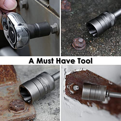 32 Pcs Bolt Extractor Kit, 1/4" & 3/8" Drive Impact Bolt & Nut Remover Set | for Damaged, Rusted, Rounded-Off, Stripped Fasteners, 6-19mm, Cr-Mo Steel, Compact Design for Tight Spaces, Storage Case