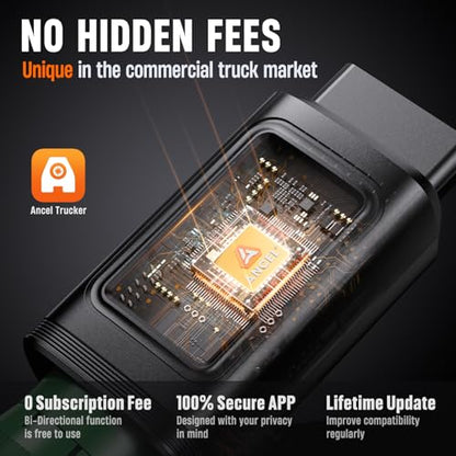 ANCEL HD100 Heavy Duty Truck Scanner with DPF Regen for Cummins & CAT Engines, Bluetooth Diesel Diagnostic Tool with All-System Scan, HDOBD & OBD2 Code Reader for Semi Trucks, Lifetime Free Updates - style: HD100