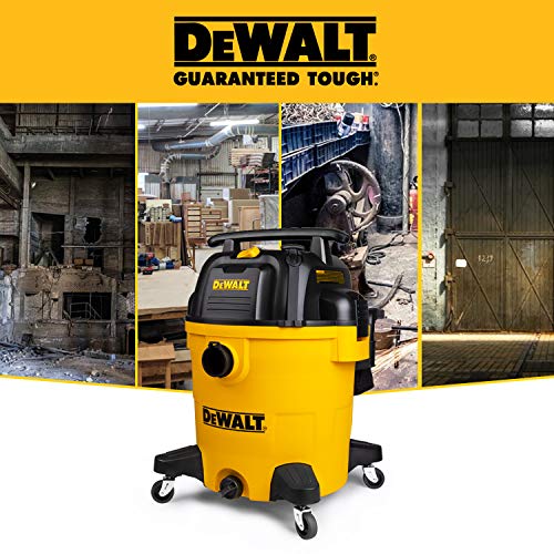 DEWALT 12 Gallon Poly Wet/Dry Vac, 5.5 HP Shop Vacuum Wet Vacuum Cleaner for Workshop, Jobsite, Commericial Area, Large Pick-Up Capacity, Yellow,DXV12P - size: 12 gallon