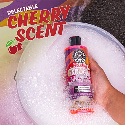 Chemical Guys CWS215 Sticky Snowball Ultra Snow Foam Car Wash Soap (Works with Foam Cannons, Foam Guns or Bucket Washes) for Cars, Trucks, Motorcycles, RVs & More 128 fl oz (1 Gallon) Cherry Scent - size: 128 Fl Oz (Pack of 1)