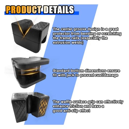 Jack Pad Adapter, Rubber Floor Jack Stand Pads, Universal Heavy Duty Slotted Frame Rail Pinch Weld Protector (4Pcs) - size: 4Pcs