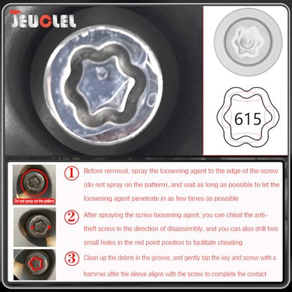 615 Wheel Locking Nut Key for Nissan Infiniti, ID 21mm Lug Socket | Wheel Lock Nut Socket Adapter, Anti-Theft Lug Nut Removal Tool, Anti-Theft Screw Remover, Repair Tool, Tyre Fitting, garage - size: socket 615