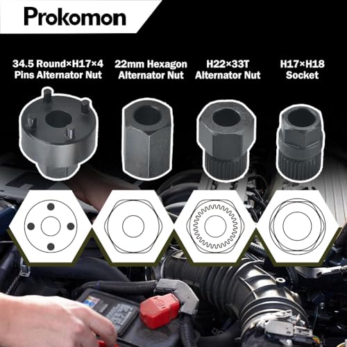 13 Pieces Alternator Pulley Tool Kit; Alternator Pulley Removal Tool for Car Pulley Removal Decoupling Puller