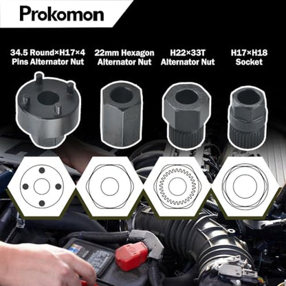 13 Pieces Alternator Pulley Tool Kit; Alternator Pulley Removal Tool for Car Pulley Removal Decoupling Puller