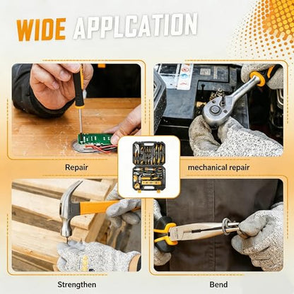 TOLSEN Tool Set Home Mechanic Tool Kit, Screwdriver,Hammer, Ratchet, Drill Bits,Hex Key,Tape Measure,Toolbox Storage Case, Hand Household Tool Set for College,Starter,Beginner - size: 89 PCS