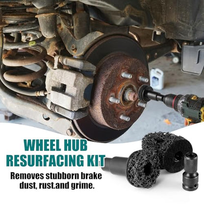 Wheel Hub Cleaning Tool Kit， Wheel Hub Resurfacing Kit & Stud Cleaner with 8 Pads - Rust Removal Tool for Brake Rotors, Hubs & Bolts - Fits 1/2” Wrenches or Electric Drills