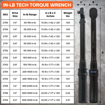 3/8" Drive 60-300 in-lb Click Tech Torque Wrench - size: 3/8" DR. 60-300 in-lb