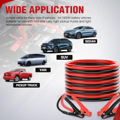 Nilight 6 Gauge 20FT 450A Car Battery Jumper Cables Kit | Booster Jump Start Cable with Storage Bag for Jump Starting Dead or Weak Batteries for Pickup Vans SUV Sedan Motorcycle - size: 6 Guage 20 FT