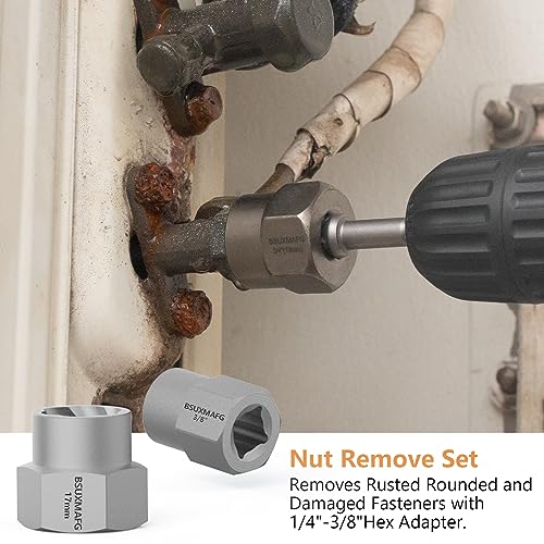 49PCS Screw & Bolt Extractor Set with Left Hand Drill Bit Set, Multi-Spline Easy Out Broken Bolt Remover Tools for Damaged Stripped Rounded-Off Bolts, Socket Screws, Nuts, Studs, and Fittings - size: 49 Pieces