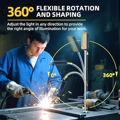 Magnetic Work Light, LED Machine Light with Flexible Gooseneck and Magnetic Base,25W 200~240V Volt Machine Light for Lathe,Work Bench, Sewing Machine,Workbench Industrial Lighting