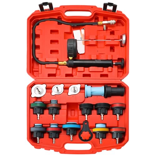 18PCS Radiator Pressure Tester Kit | Coolant Pressure Tester Kit, Radiator Pressure Pump, Cooling System Leak Tester, Auto Coolant Vacuum Purge Head Gasket