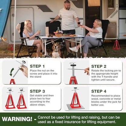 SHALL RV Stabilizer Jacks, 4-Pack Heavy Duty Aluminum Jack Stands for Travel Trailer Camper, Single Support up to 7500 Lbs, RV Leveling Screw Jack with Spare Nuts & Pads, Adjustable from 11" to 17"