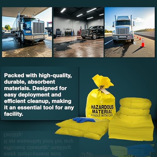 AWF PRO 20 Gallon Hazmat Spill Kit, 59 Pieces | Includes DOT Approved 20 Gallon Drum, Sorbent Socks, Pads, & Pillows, & Accessories - size: Hazmat Spill Kit