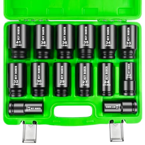 3/4 inch Drive Impact Socket Set, 14 Piece Heavy Duty CR-MO Deep/Jumbo Sockets 6 Point Design, Metric 17MM to 38MM, for Large Vehicle and Apparatus Maintenance - size: 14-Piece 3/4" Metric Impact Socket Set