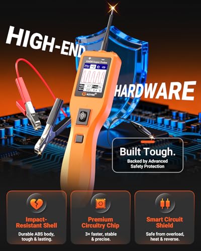 KZYEE KM06 Automotive Power Circuit Probe Tester 8-35V, All-in-One Electrical Diagnostic Tool with Component Activation, Short Circuit Finder, Wire Tracer & Trailer Light Tester for Cars, Trucks & RVs - color: Amber Orange