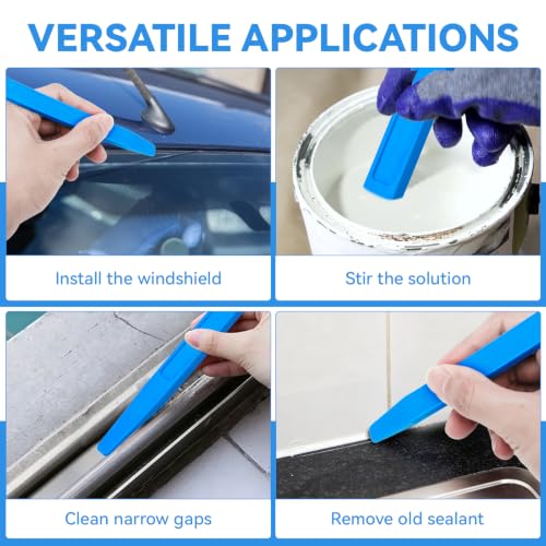 10 Pack Tapered End Windshield Sticks, Windshield Installation Tools | Window Glazing Tool, Plastic Windshield Tools for Installing Windshields or Weatherstripping, Caulking, Mixing, Cleaning Gaps