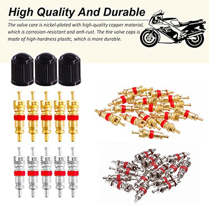 70Pcs Tire Patch Kit Heavy Duty, Tire Roller, Liner Scraper, Rubber Repair Patches, Valve Core Removal Tool with Tire Valve Caps, 4-Way Valve Tool and Valve Core Wrench