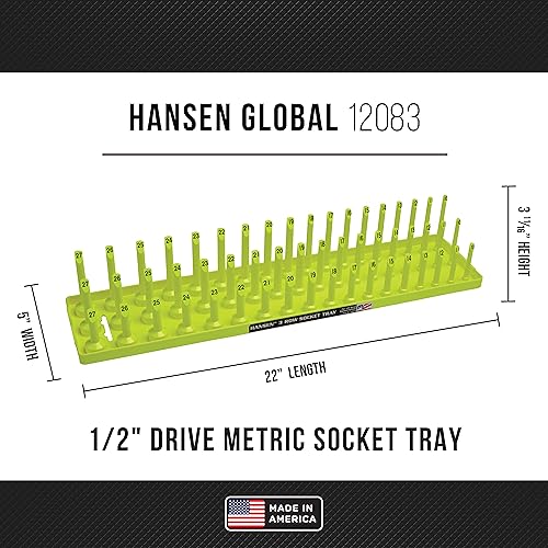Hansen Global 3 Row Socket Holder, Hi-Viz Yellow, Pack of 6 - color: Hi-viz Yellow