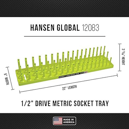 Hansen Global 3 Row Socket Holder, Hi-Viz Yellow, Pack of 6 - color: Hi-viz Yellow