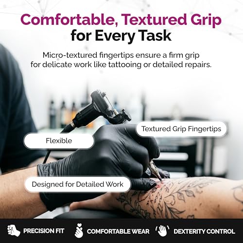 GripProtect® Precise Black Nitrile Gloves, Exam, 4 Mil, Food, Home, Cleaning, Medical/Dental, Tattoo (Small, 100) - size: Small (100 Count)