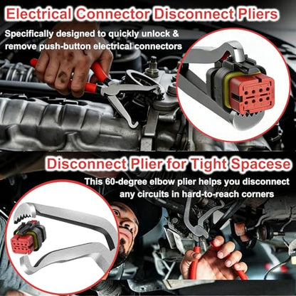 5 Pieces Electrical Disconnect Pliers for Cars, Automotive Electrical Plug Connector Disconnect Tool, Connector Separator, Hose Clamp and Relay Puller Plier for All Cars