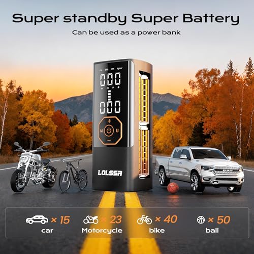 Tire Inflator Portable Air Compressor Air Pump Tires Cordless Electric 180PS for Car, Motorcycle, Bike, Ball, with Tire Gauge Pressure-Black