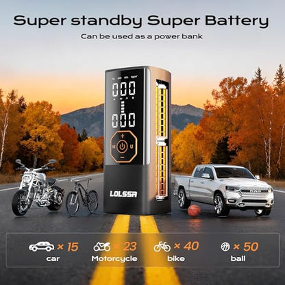 Tire Inflator Portable Air Compressor Air Pump Tires Cordless Electric 180PS for Car, Motorcycle, Bike, Ball, with Tire Gauge Pressure-Black