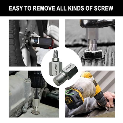 15PCS CR-MO Screw Extractor Set – 3/8" Hex Drive Multi-Spline Easy-Out Kit for Broken, Stripped, Rounded Screws/Bolts, Broken Bolt Remover，Includes Adapter & Blow-Molded Case (1/8"-1/2") - color: 15pcs-screw Extractor