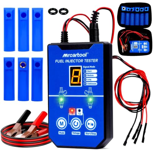 Fuel Injector Tester Cleaner Kit Universal with Short Circuit Protection, 8 Pulse Modes, Dual Voltage 5V/12V, 40in Cord for Auto/Moto DIY Injector Tester Cleaning Tools