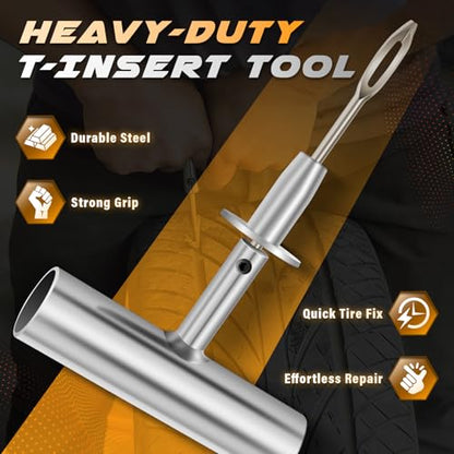 Flat Tire Repair Kit, Tubeless Tire Repair Kit, 32 PCS Car Tire Patch Kit for Cars, Motorcycles, ATVs, Tractors, Lawn Mowers, RVs, Jeeps, Trucks, SUVs and Trailers