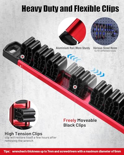 WORKPRO 8-Piece Magnetic Socket and Screwdriver Organizer Set | 6-Piece 1/4", 3/8" & 1/2" Drive Metric & SAE Socket Rails, 2-Piece Screwdriver and Wrench Holders - size: 6pc Socket Rail & 2pc Screwdriver Rail