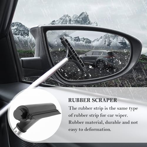 Car Windshield Cleaner Tool,3 in 1 Car Window Cleaner Tool Kit with Retractable Handle & 2 Re-Usable Microfiber Pads,180° Swivel Cars Cleaning Tools for Auto Outside/Inside