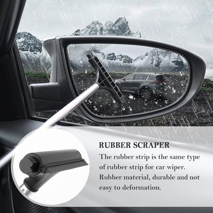 Car Windshield Cleaner Tool,3 in 1 Car Window Cleaner Tool Kit with Retractable Handle & 2 Re-Usable Microfiber Pads,180° Swivel Cars Cleaning Tools for Auto Outside/Inside