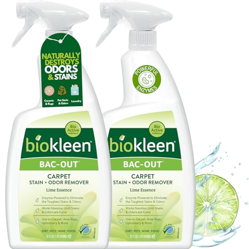 Biokleen Bac-Out Enzyme Cleaner Spray and Stain & Odor Remover for Pet Stains, Laundry, Diapers, Wine, Carpets, & More, Eco-Friendly, Non-Toxic, Lime Scent, 32 Ounces (Pack of 2) - size: 32 Fl Oz Spray (Pack of 2)