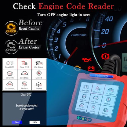 Car Scanner and Battery Tester 12v / 24v Automotive, 20-2000 CCA Car Battery Tester and Check Engine Code Reader, T300PRO - style: T300PRO