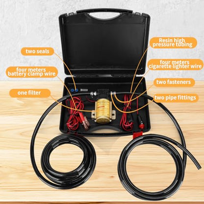 12 V Fuel Gasoline Transfer Pump Kit | Transfers Up to 125 Gallons of Gasoline Diesel Or Water per hour,Great for Vehicles, Boats, Equipment(No temperature at work） - color: 2 kit-gold