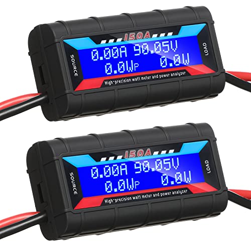 Yunsailing 2 Pcs High Precision Watt Meter Power Analyzer Battery Consumption Performance Monitor with Backlight Digital LCD Screen(15000)
