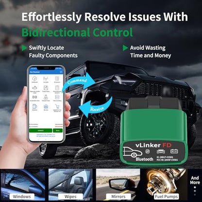 VGATE vLinker FD Bluetooth OBD2 Scanner Diagnostic Tool, Car Code Readers & Scan Tools for Android & Windows (Not iOS), Wireless OBD2 Adapter Auto All System Diagnostic to Check Engine Light - size: vLinker FD+ BT3.0 (FD BT3.0) Android & Windows