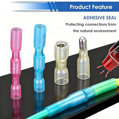 smseace 230PCS Heat Shrink Bullet Connectors Assortment Kit 22-10AWG Waterproof Bullet connectors Heat Shrink Female&Male Terminal for Automotive Boat Stereo Industrial Equipment - size: 230Pcs