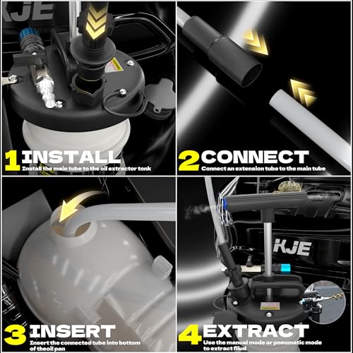 KJE 6.5L Pneumatic/Manual Oil Fluid Extractor Pump, Fluid Extractor with Pipe Storage Units, Oil Extractor Pump for Oil Change with Full Set Accessories for Automotive/Marine Oil Change