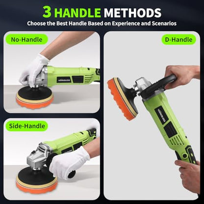 Buffer Polisher, 1600W 6 Inch/7 Inch Rotary Car Buffer Polisher Wax, 7 Variable Speed 1600-3500 RPM, Car Buffers and Polisher for Car, Boat Sanding and Polisher