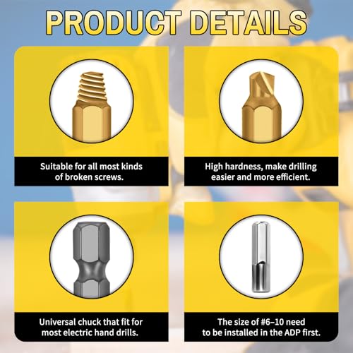 22PCS Screw Extractor Set, HSS 6542 Titanium Easy Out Kit for Removing Broken Bolts, Rusted Screws & Stripped Nuts, Heavy Duty Drill Compatible Damaged Screw Remover - size: 22 Pieces